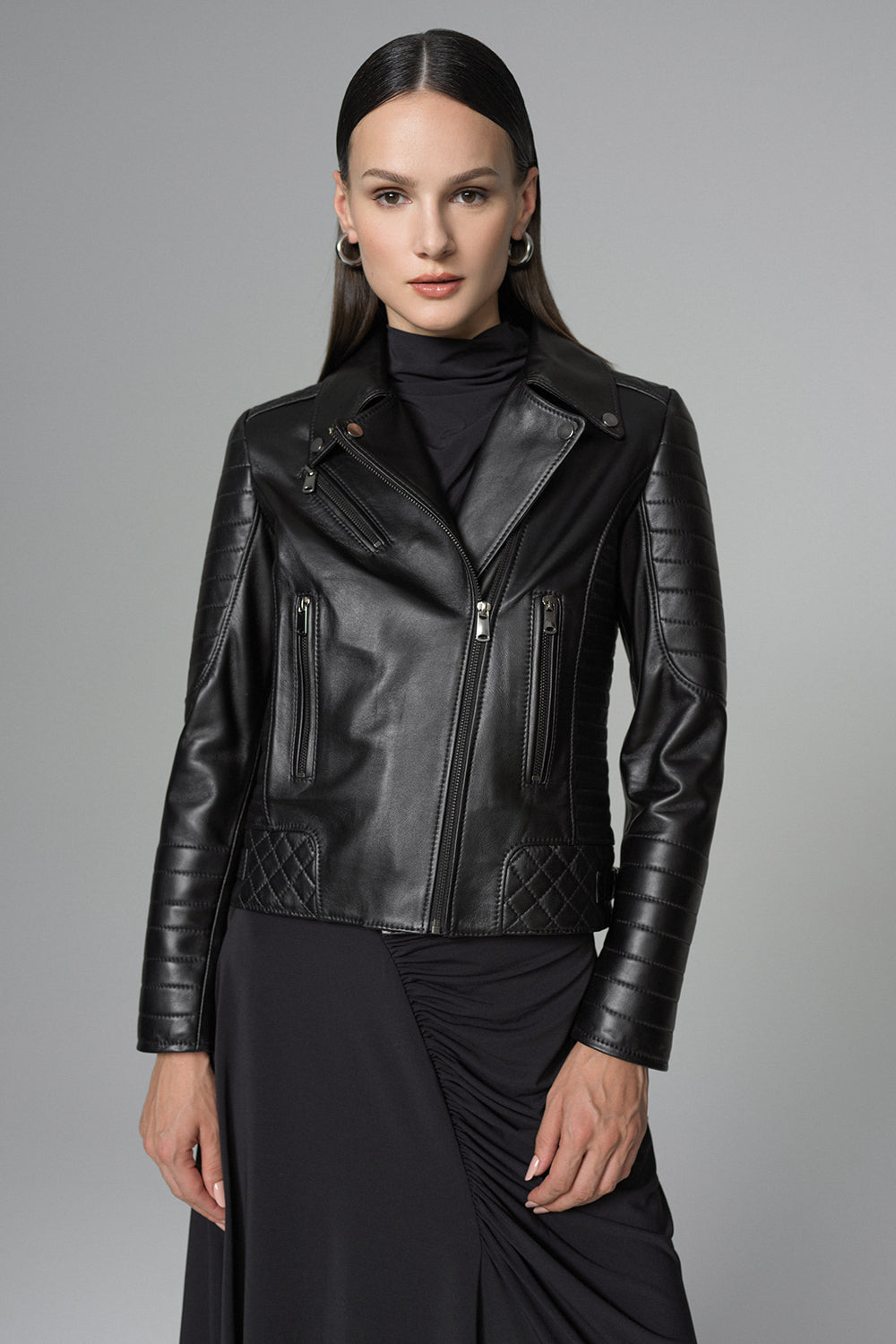 Black Biker Lamb Leather Jacket