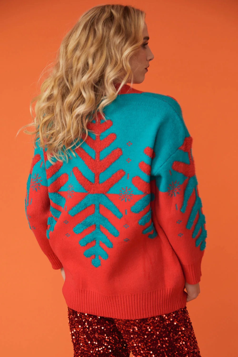 Christmas Tree Red - Green Cashmere Cardigan