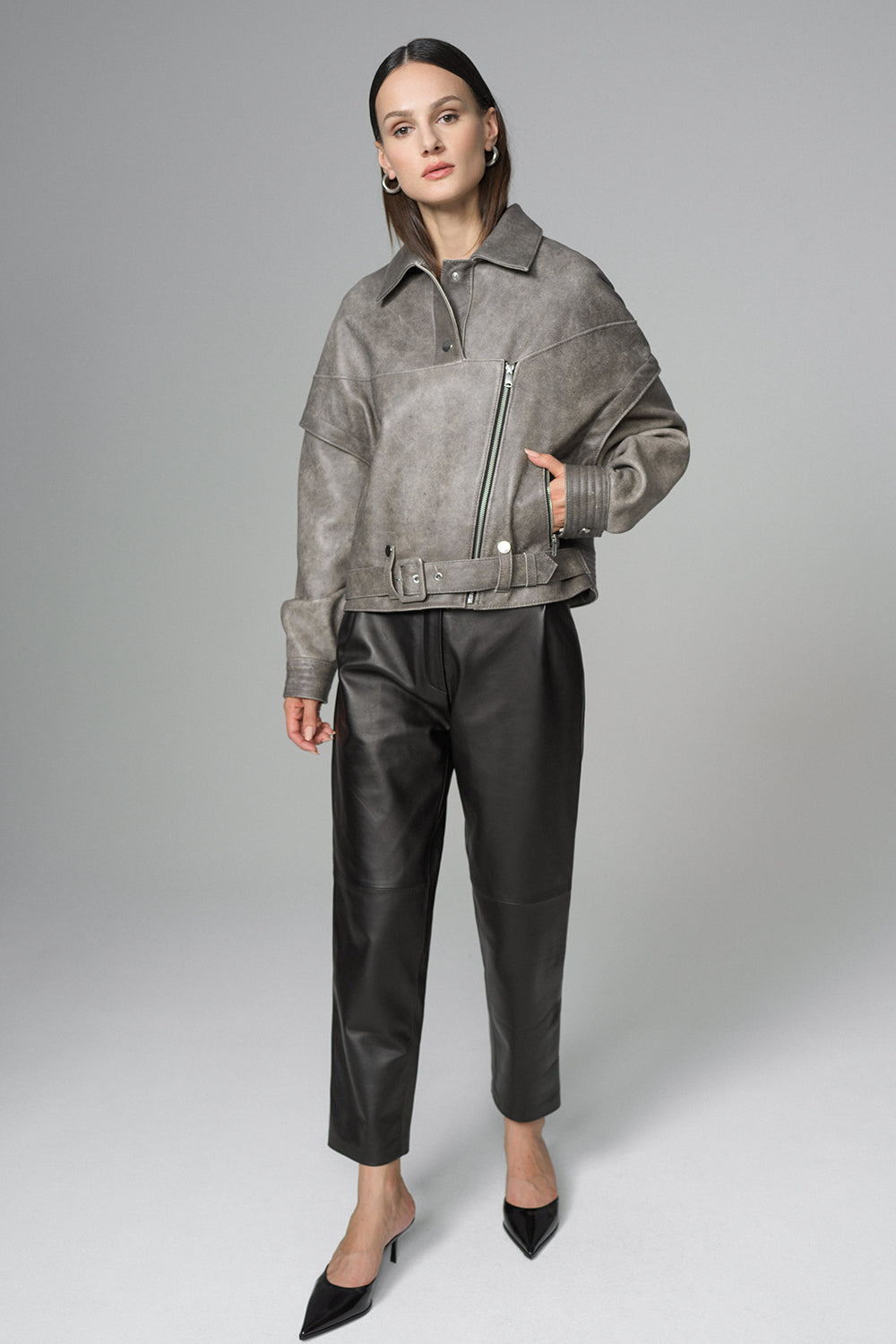 Vintage Gray Natural Leather Jacket