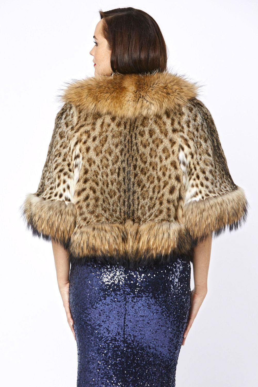 Animal Print Isabella Fine Leopard & Fox Fur Cape Coat