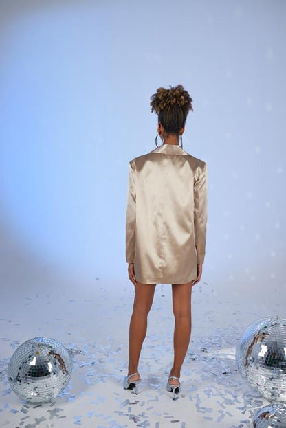 Fancy Gold Satin Blazer Jacket