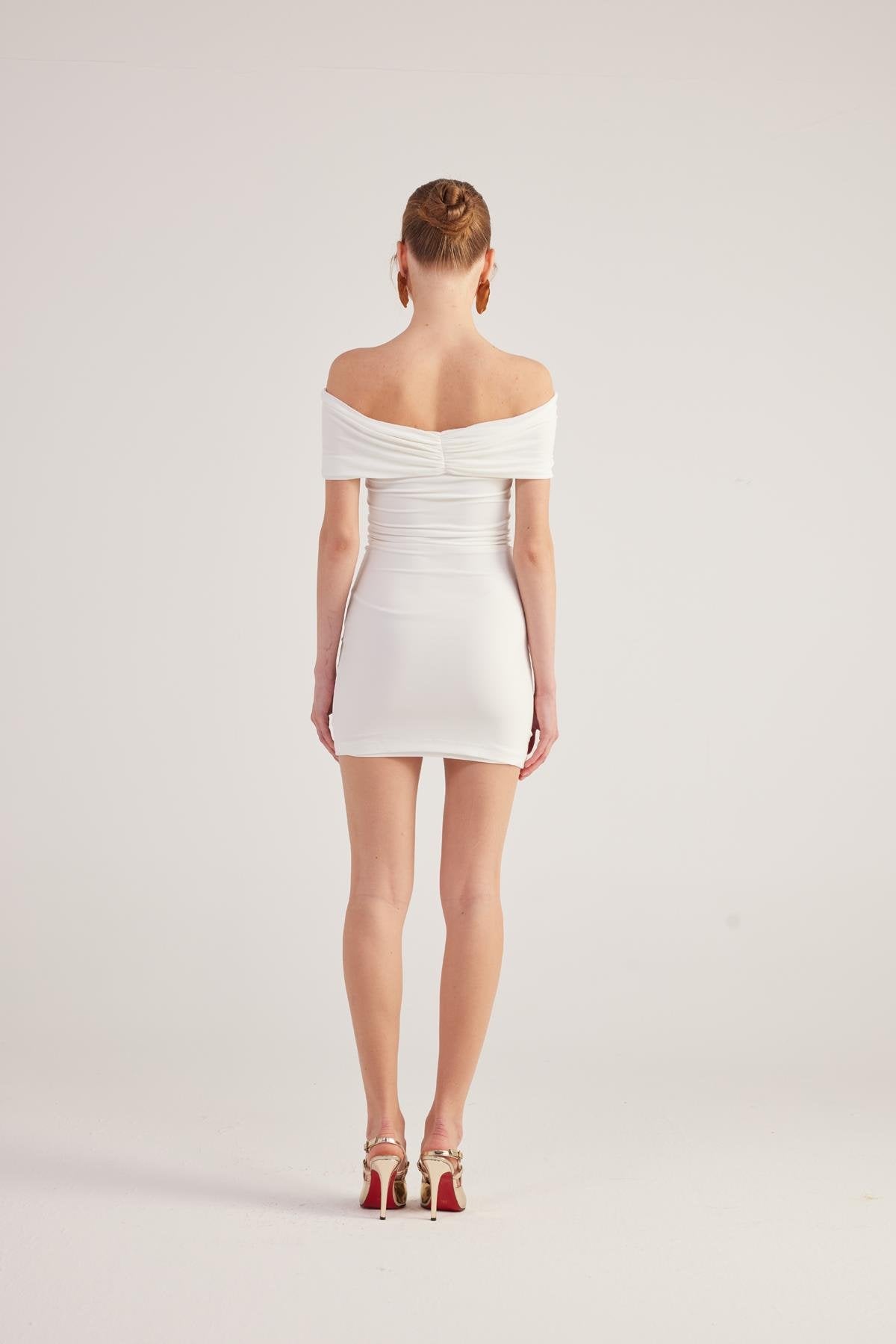 Muse White Bardot Neck Mini Dress