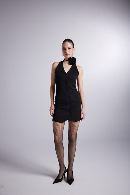 Becca Black Rose Accessorized Mini Dress