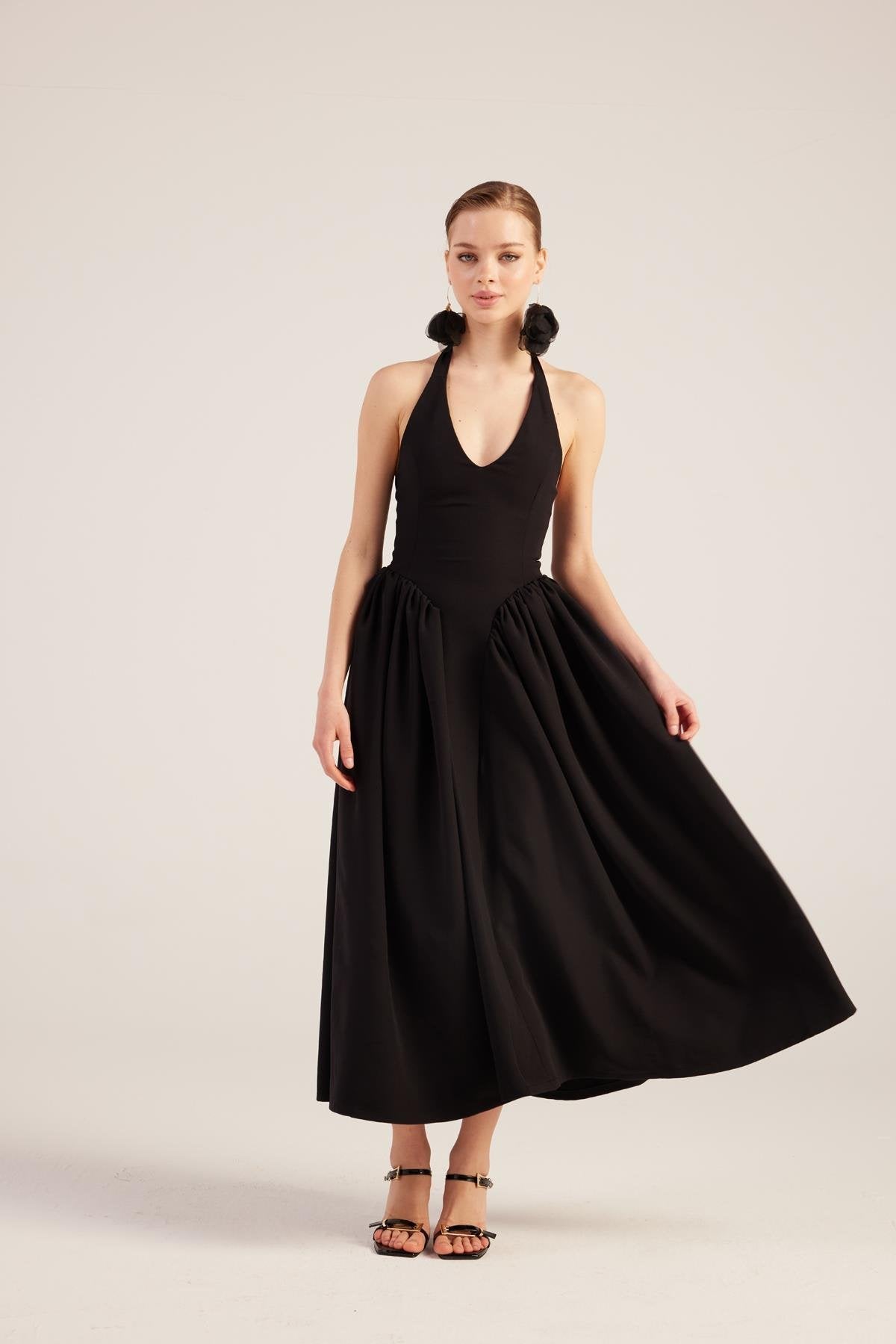 Ophelia Black Princess Style Maxi Dress