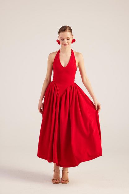 Ophelia Red Princess Style Maxi Dress