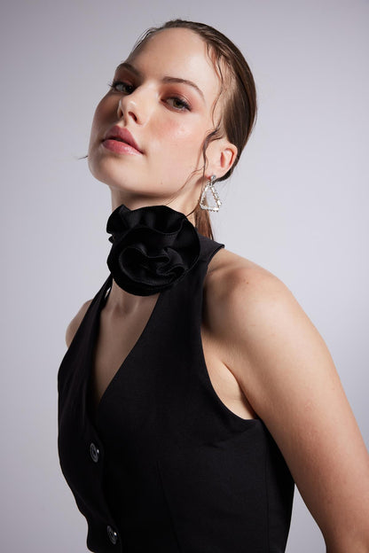 Becca Black Rose Accessorized Mini Dress