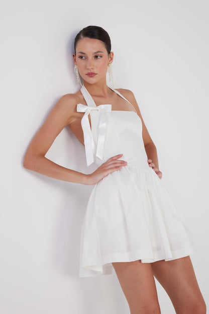 Teresa White Pleated Skirt Mini Dress