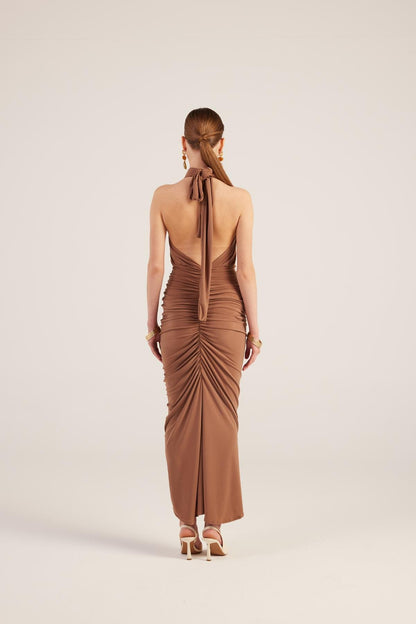 Marie Brown Backless Slit Maxi Dress