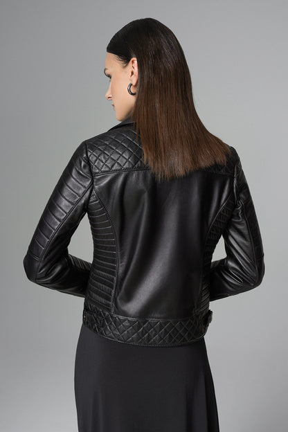 Black Biker Lamb Leather Jacket