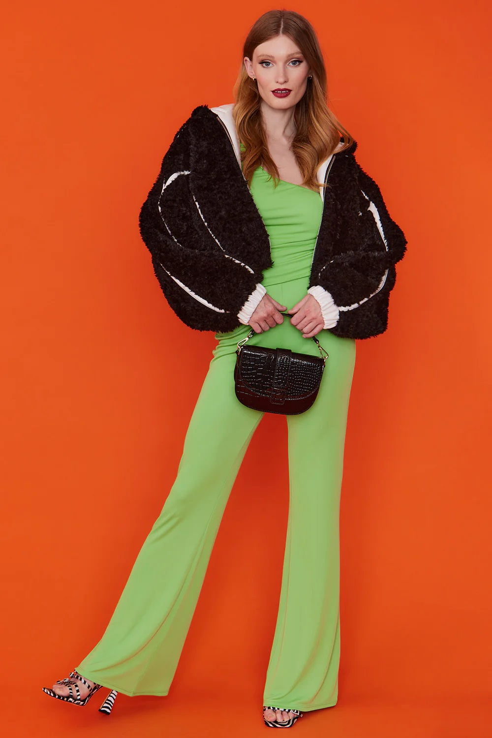 Black - White Faux Shearling Reversible Hooded Jacket