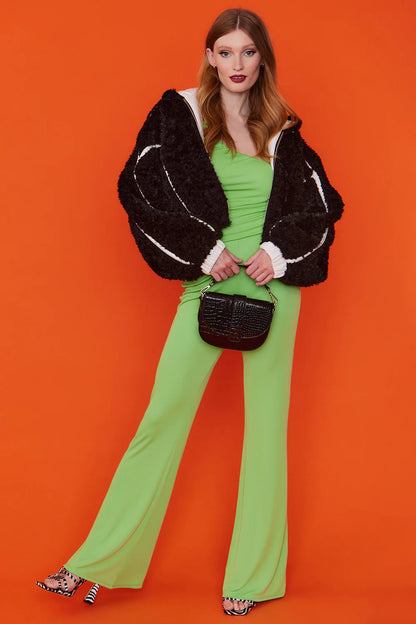 Black - White Faux Shearling Reversible Hooded Jacket