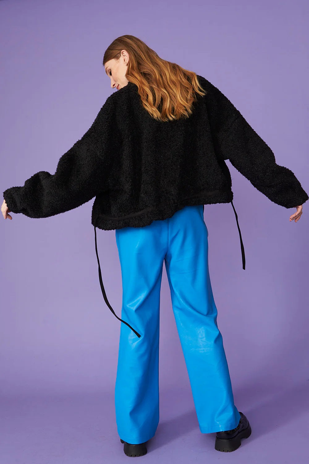 Black Faux Shearling Bomber Jacket