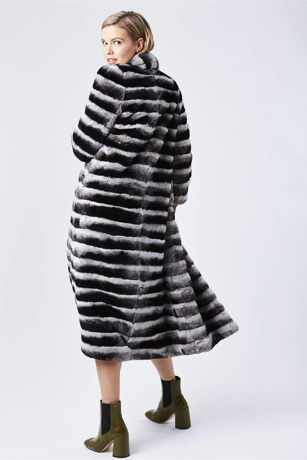 Grey Carrie Chinchilla Effect Coney Fur Coat