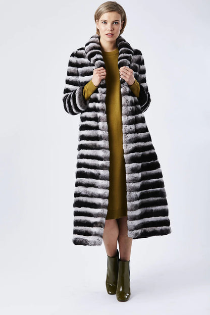 Grey Carrie Chinchilla Effect Coney Fur Coat