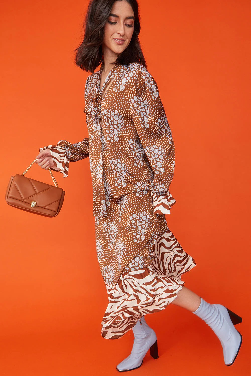 Chocolate Vegan Leather Quilted Bag