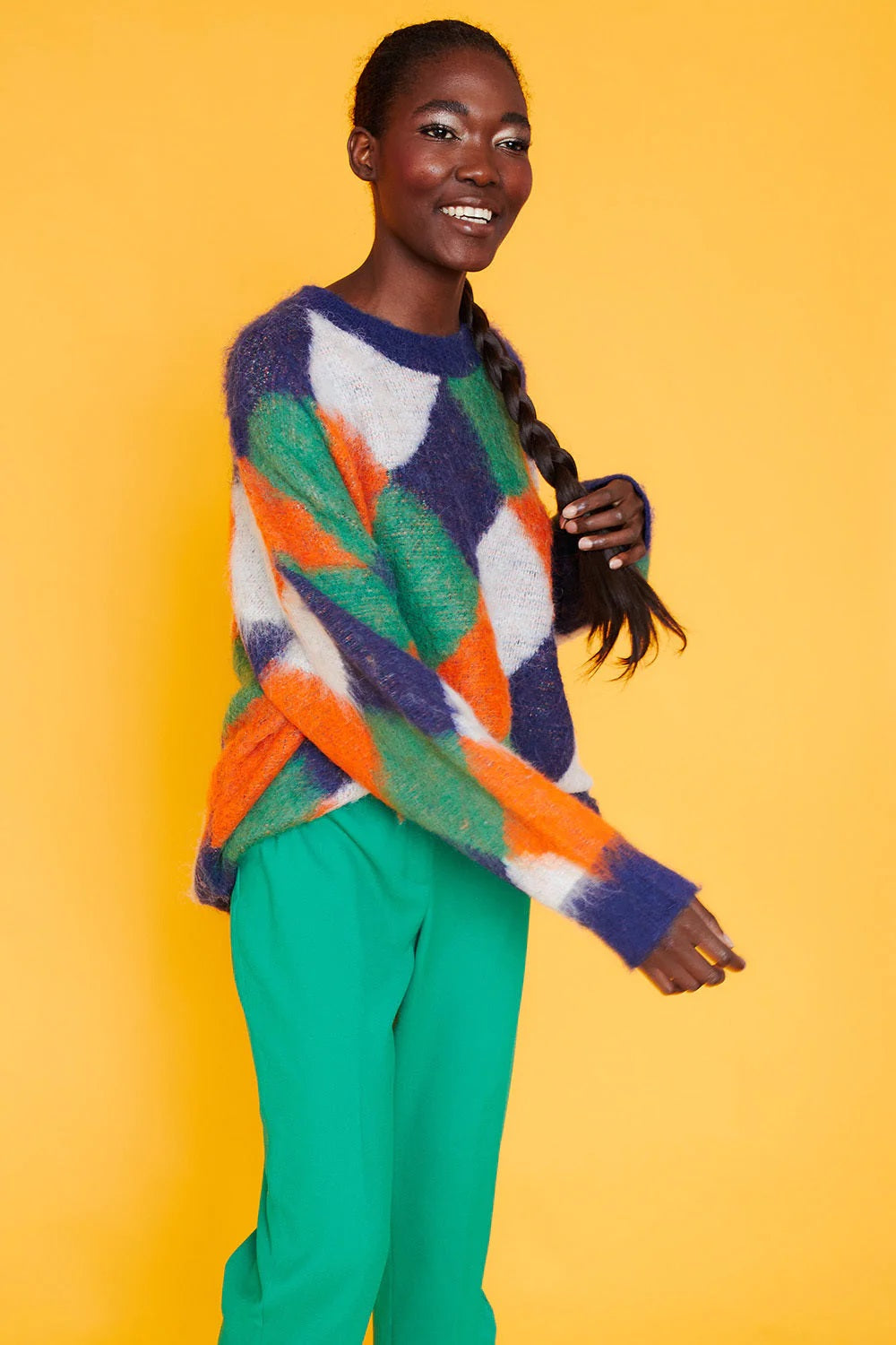 Diamond Design Cashmere Navy Jumper