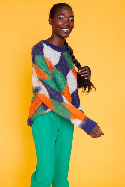 Diamond Design Cashmere Navy Jumper