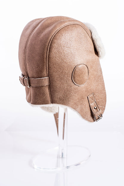 Beige Sheepskin Fur Hat