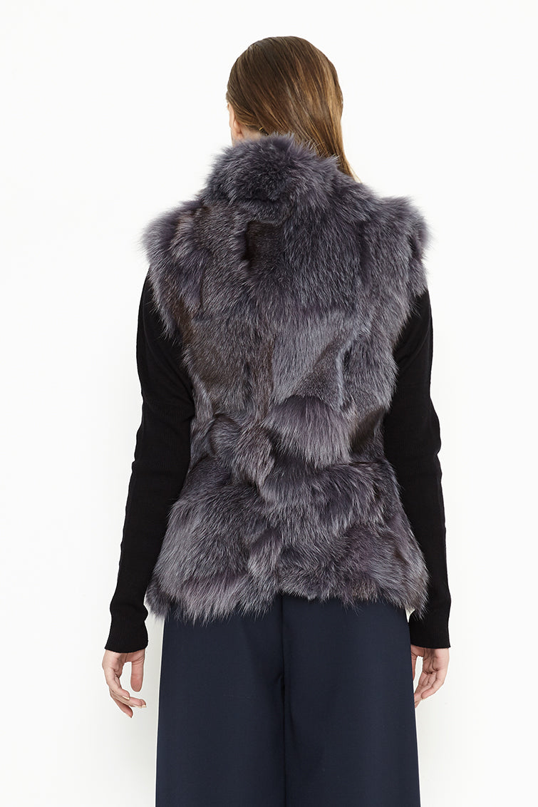 Purple Genuine Arctic Polar Fox Fur Vest