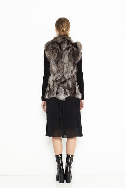 Silver Genuine Arctic Polar Fox Fur Vest