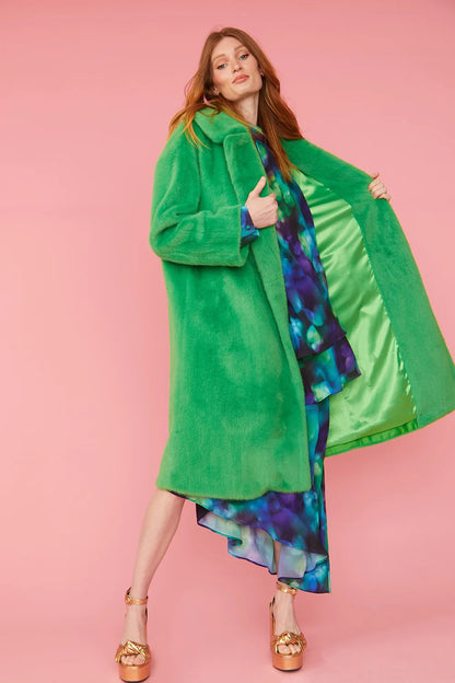 Green Faux Fur Duchess Maxi Coat