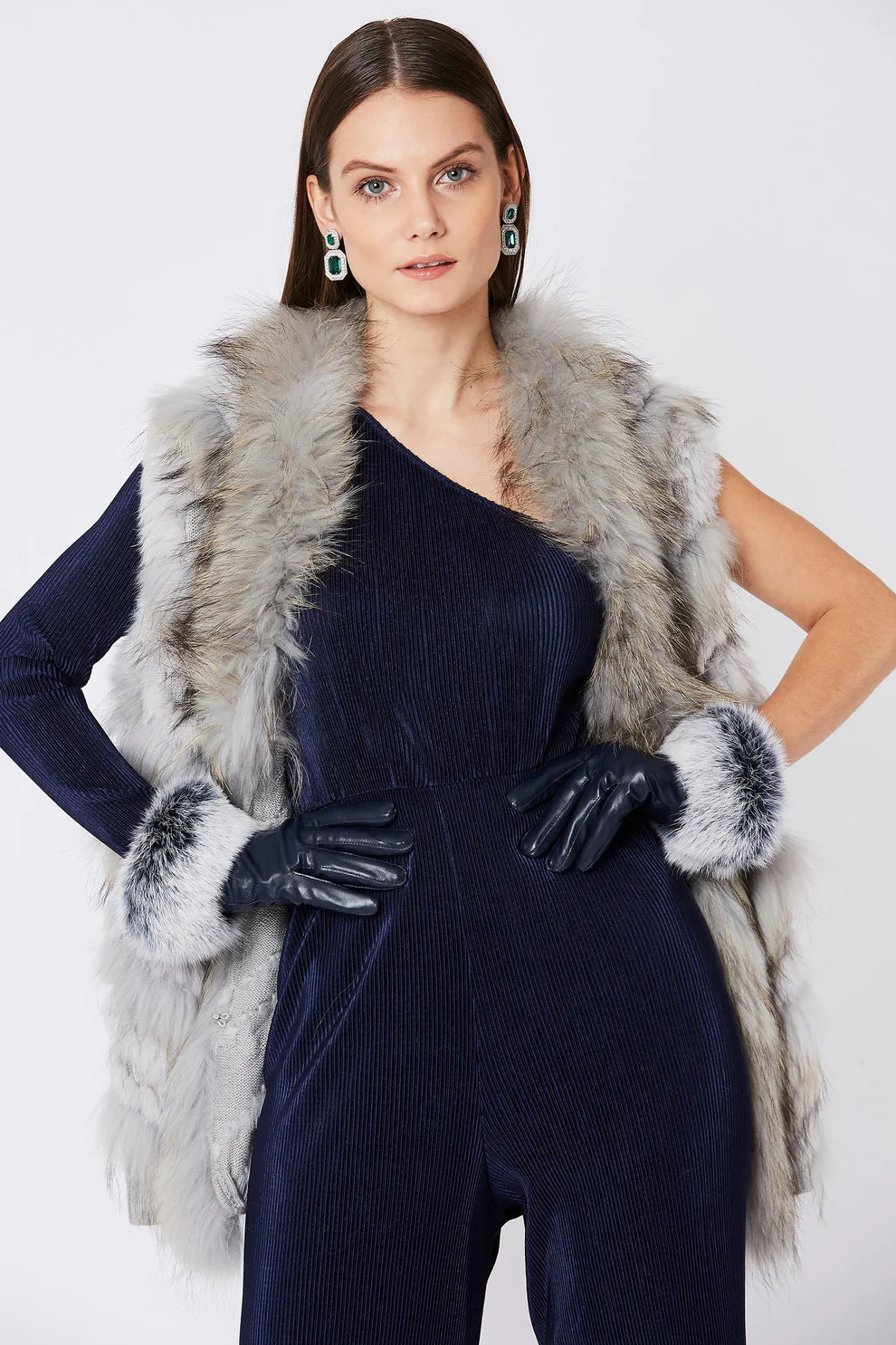 Grey Fox And Coney Fur Gilet