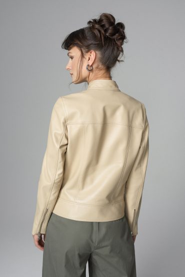 Cream Genuine Leather﻿ Jacket