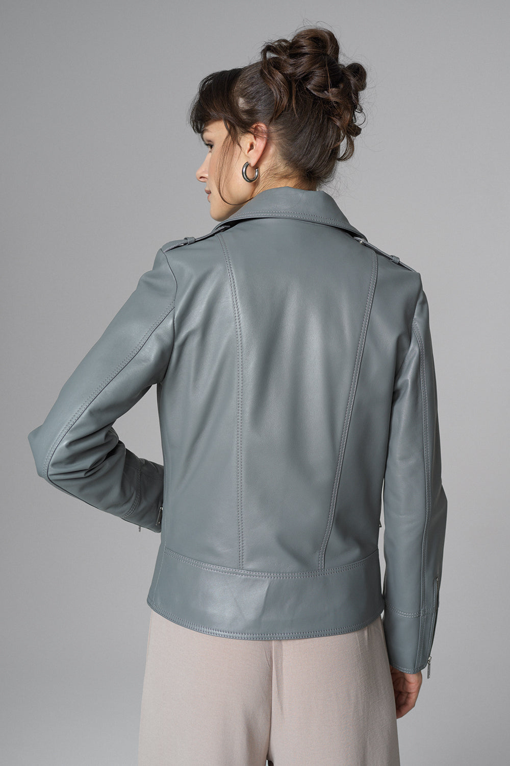 Gray Natural Leather﻿ Jacket