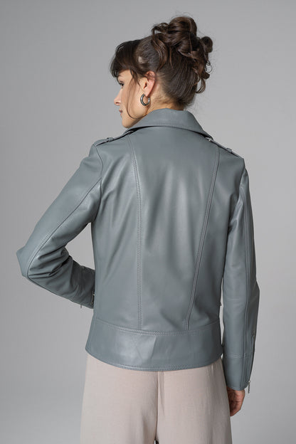 Gray Natural Leather﻿ Jacket