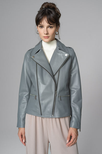 Gray Natural Leather﻿ Jacket