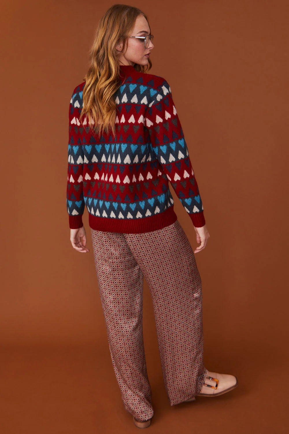 Love Heart Design Red Cashmere Jumper