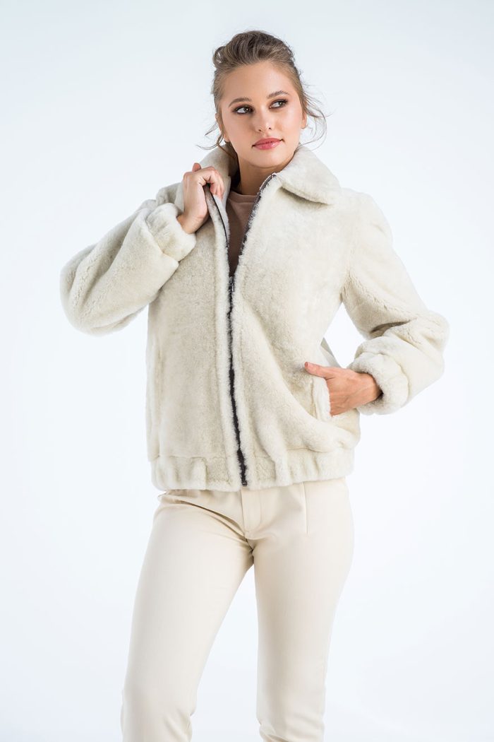 Cream Lamb Sheepskin Merino Fur Jacket