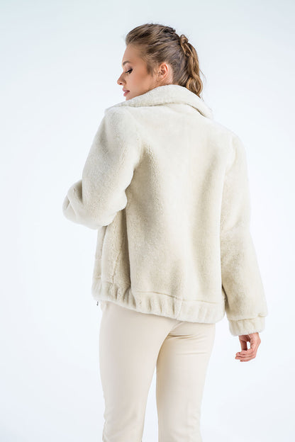 Cream Lamb Sheepskin Merino Fur Jacket