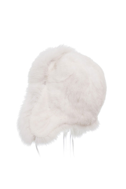 White Genuine Arctic Fox and Mink Fur Hat