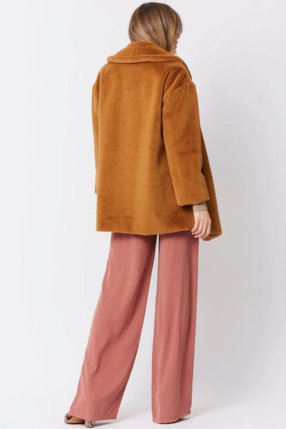 Mocha Faux Fur Midi Coat