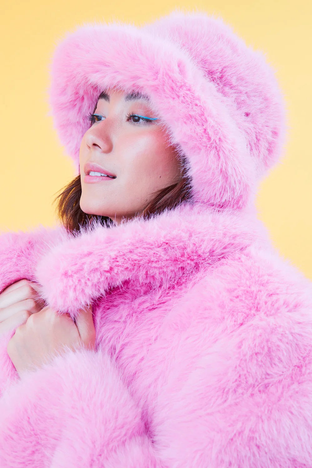 Pink Eco Bamboo Faux Fur Bucket Hat