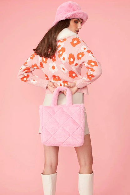 Pink Faux Fur Bucket Hat