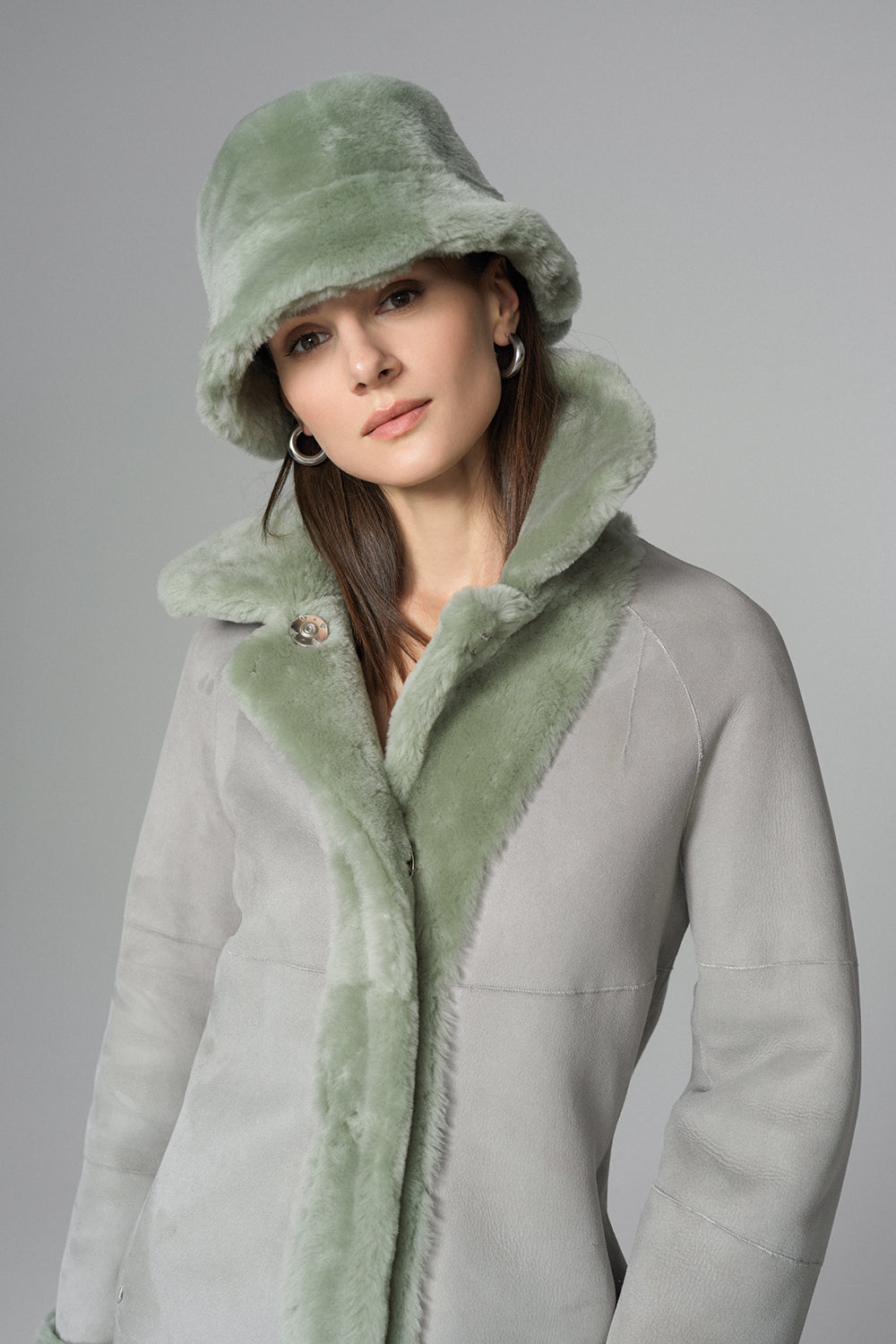 Mint Reversible Genuine Merino Wool Sheepskin Midi Coat