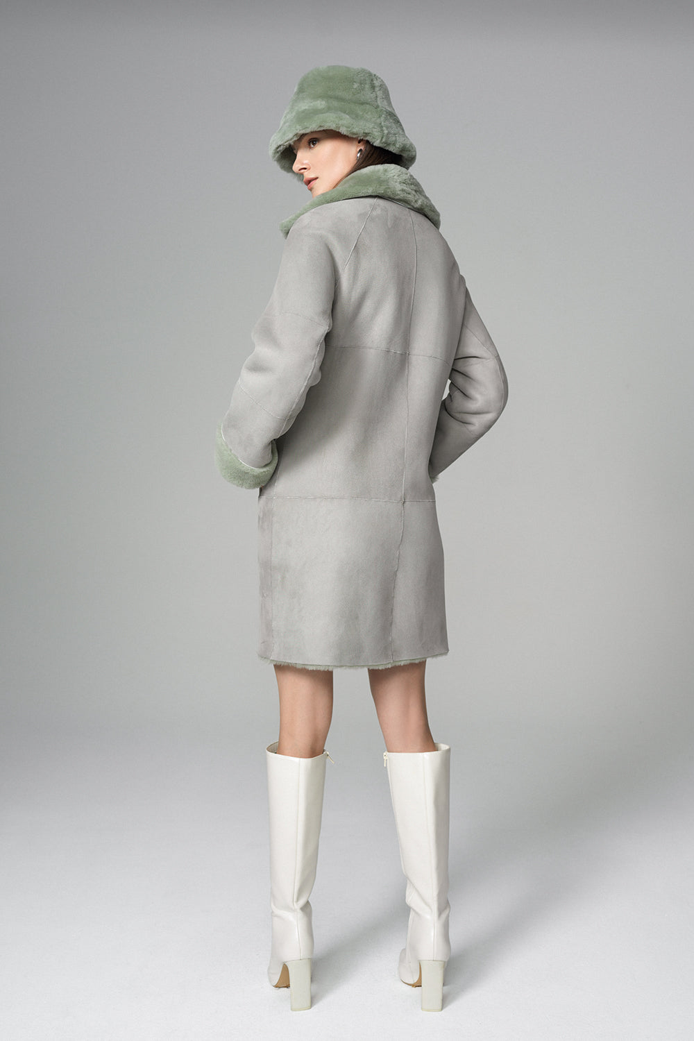 Mint Reversible Genuine Merino Wool Sheepskin Midi Coat