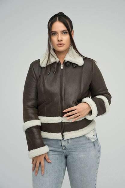 Brown Merino Shearling Leather Jacket