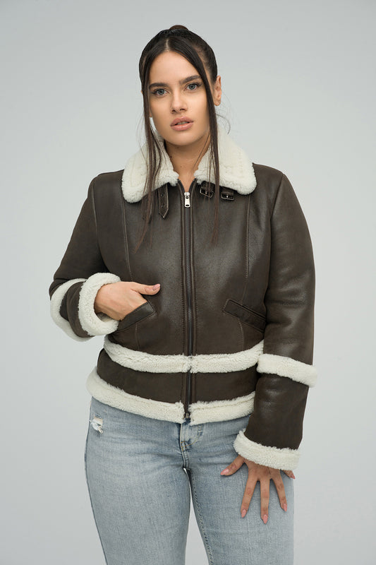 Brown Merino Shearling Leather Jacket