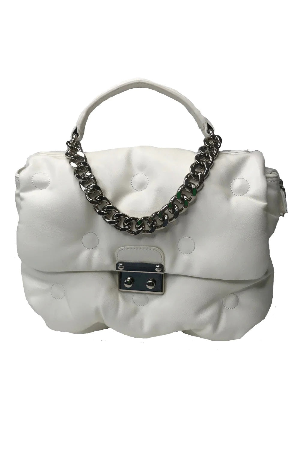 White Lulu Handmade Faux Leather Satchel