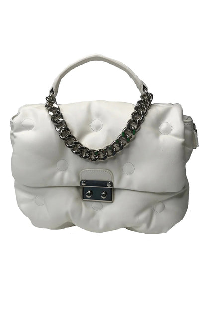 White Lulu Handmade Faux Leather Satchel