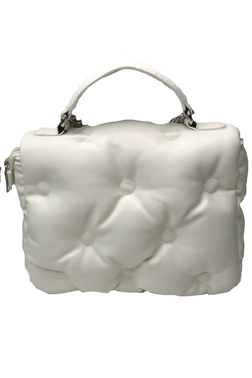 White Lulu Handmade Faux Leather Satchel