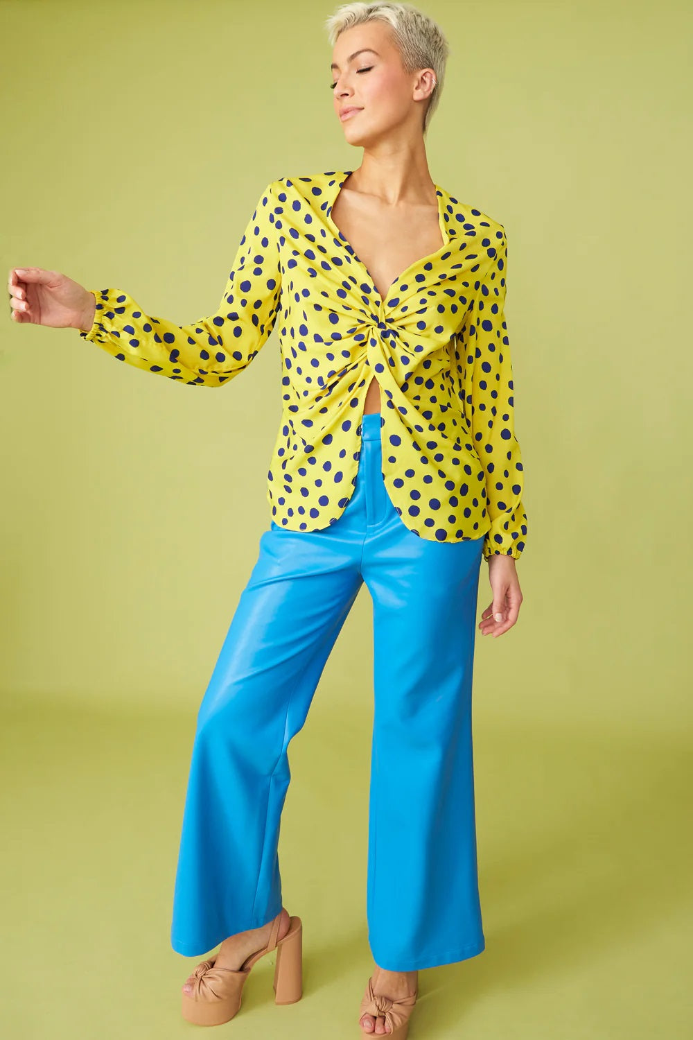Yellow Silk Blend Polka Dot Parma Blouse