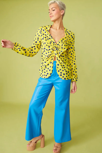Yellow Silk Blend Polka Dot Parma Blouse