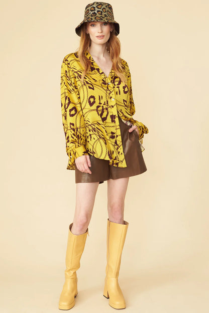 Yellow Tencel Blend Lucky Chain Shirt