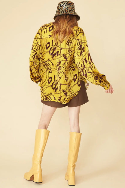 Yellow Tencel Blend Lucky Chain Shirt