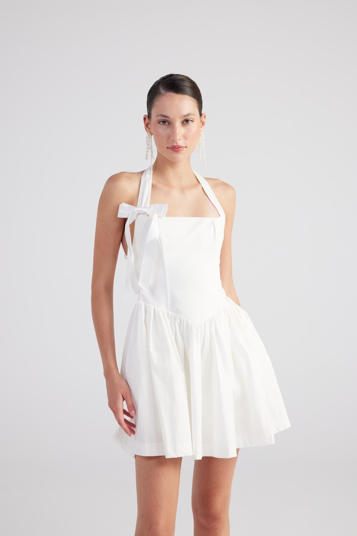 Teresa White Pleated Skirt Mini Dress