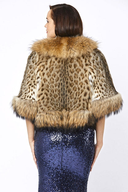 Animal Print Isabella Fine Leopard & Fox Fur Cape Coat
